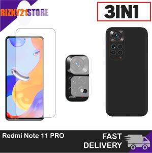Case Redmi Note 11 Pro Paket 3in1 Softcase Slim Matte Silicon Free Tempered Glass Layar Dan Camera