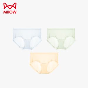 Miiow 3-Pack Women’s Ice Silk Cotton Briefs — Antibacterial Non-Slip Stay-in-Place Panties