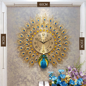 Minimalist ยุโรป Series นกยูงนาฬิกาแขวน Creative Art ขายร้อน Morden หน้าแรกห้องนั่งเล่นนาฬิกา Simple และแฟชั่น Vintage นาฬิกา Decorations