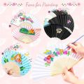 50 Packs White Paper Fans Paper Hand Fan Bamboo Folding Fan Handheld Fan Paper Folded Fan Paper Fan for Wedding Party and Home Decoration. 