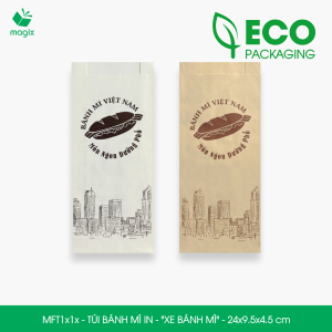 Combo 100 Túi bánh mì 24x9.5x4.5 cm - In sẵn họa tiết XE BÁNH MÌ - Bao bánh mì Túi giấy thực phẩm an toàn