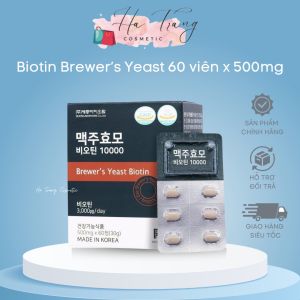 Biotin mọc tóc Brewer’s Yeast 60 viên x 500mg giảm rụng tóc gãy tóc kích thích mọc tóc cho tóc dày và khoẻ mạnh