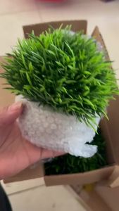 65 Desktop Artificial Green Plant for Home Decor SHEINTEMU Supply Round Ball Pulp Simulation Potted Plant Set