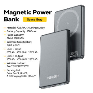 Essager pd20w 5000mAh sạc dự phòng USB-C Type-C sạc không dây sạc dự phòng cho iPhone Samsung Huawei Xiaomi