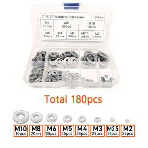 Stainless Steel Boxed Gasket 180/360/580 PCS Thickened Flat Gaskets Corrosion-Resistant M2-M12