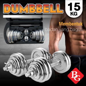 BGSPORT DUMBELL CHROME SET / BARBEL CHROME SET 15 KG