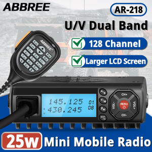 ABBREE AR-218 Mini Mobile Radio 25W Long Range Dual Band VHF UHF 128CH DTMF Walkie Talkie Comunicador Transceiver Car Radio