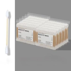 WH 100pcs Double Head Cotton Swab Women Makeup Cotton Buds Tip for Wood Sticks Nose Ears Cleaning Tools