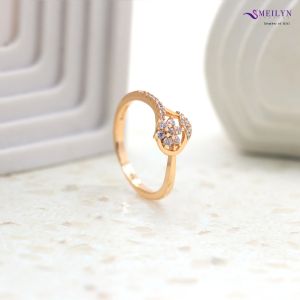 MEILYN Cincin Emas Motif Daun Rose Simple Aksesoris 0221231022