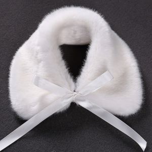 COMEMECO Warm Soft Plush Princess Neck Collar Windproof Faux Fur White Fleece Scarf Cape Chinese Style Thickened White Faux Fur Collar Winter