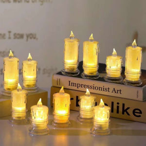 Led Electronic Candle Light Smokeless Candles Transparent Tea Wax Wedding Birthday Christmas Decoration Candle Light