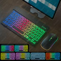 [🇵🇭 Stock&COD] GOOJODOQ 10inch Wireless Bluetooth Keyboard for Cellphone or RGB Keyboard and Mouse Set For iPad or Laptop Backlit Keyboard For All Smart Phone Samsung Xiaomi Vivo Huawei Android Phone Also For iPhone. 