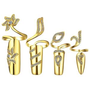 4 cái có thể điều chỉnh đốt ngón tay nhẫn nữ thời trang cá tính nhẫn móng tay Hoa khớp ngón tay nhẫn phụ kiện