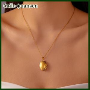 Caile สร้อยคอจี้ล็อกเก็ตแบบเปิดปิดทำจากสแตนเลสสำหรับผู้หญิงกล่องใส่รูปหัวใจสร้อยเพทายของขวัญสำหรับครอบครัวคู่รัก
