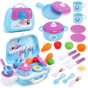 Disney Frozen Princess Makeup Box Suitcase Elsa Anna Pretend Play Kids Makeup Toys Set Birthday Gift Kids Pretend Play Toys! -Children Gift PlaySet/ Cooking Market Kitchen