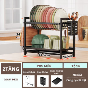 Lifinity Kệ Gấp Gọn Nhà Bếp Đa Năng Kệ Để Bát Đĩa-Thép Carbon 42&55Cm Màu Đen