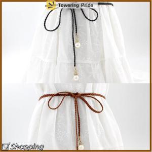 [Towering Pride] Sáng Tạo Mỏng PU Vành Đai Mô Phỏng Ngọc Trai Đàn Hồi Thắt Lưng Phụ Nữ Ăn Mặc Váy Trang Trí Món Quà Phụ Nữ Vành Đai