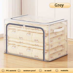 120L Transparent Foldable Storage Box PVC Clothes Organizer Waterproof Clothes Storage Box With Steel Frame 收纳箱