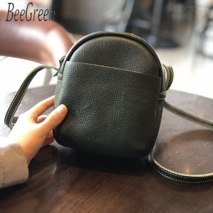 BeeGreen Women High Quality Real Leather Small Shoulder Bag Soft Cowhide Cellphone Bag Casual Sling Bag Travel Passport Bag