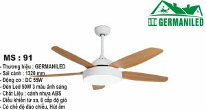 {BH động cơ 5 năm } Quạt trần đèn hiện đại động cơ DC lõi đồng kết hợp đèn led 3 màu AS đảo chiều hút ẩm ĐK từ xa GER90-91