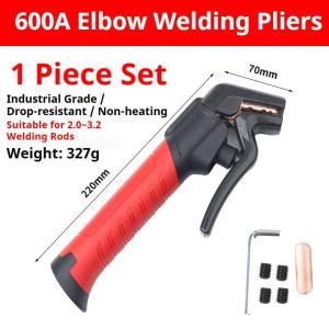 600A Welding Electrode Holder - Heavy-duty Copper Welding Fixture - Anti-Scald - Curved Head
