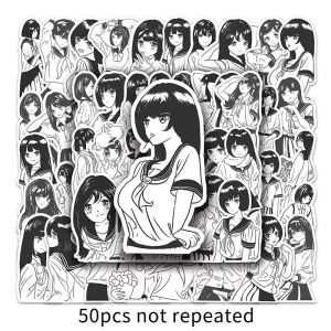 50Pcs Anime Đen Và Trắng đồ bộ thủy thủ nhãn dán hoạt hình cô gái gợi cảm Đồng Phục Graffiti nhãn dán chống thấm nước Trang Trí Di Động Vali Máy Tính Xách Tay cốc nước