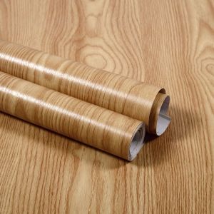 WARM LIFES Durable Waterproof Oil Proof DIY TV Background Furniture Refurbishment Wood Grain Design Easy to Clean Living Room Decor Self-adhesive Wallpaper Home Decoration Wall Sticker Cabinet Door Sticker