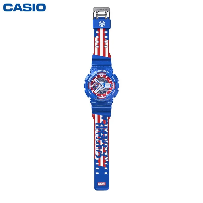 Original New G Shock Captain America Men Sport Watch GA110 LED Dual Time Display 200M Water