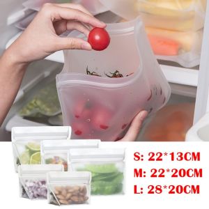 3 Cái Túi Đựng Thực Phẩm Bằng Silicon Tái Sử Dụng Túi Khóa Kéo Đứng Chống Rò Rỉ Túi Bọc Cốc Thực Phẩm Tươi Sống Túi Sắp Xếp Nhà Bếp