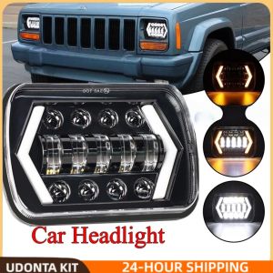60W 5x7 inch LED Car Headlight Square Light Assembly DRL Amber Turn Signal Lights For Jeep Off-Road Modified Truck
