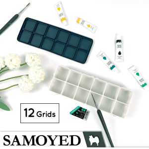 Palet Lukis / Cat 12 Sekat / Grids / Soft Rubber Lid / Cover Paint / Painting / Painters Palette / Box Samoyed PPLT-SV12