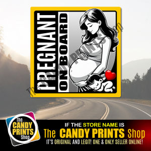 Magnetic Car Stickers - Child on Board Series 04 - PREGNANT ON BOARD (Waterproof)