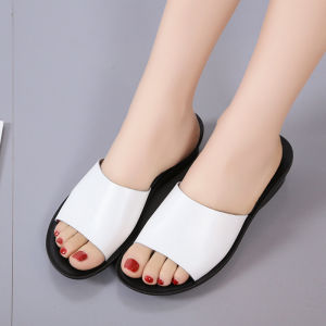 DOSREAL Slipper For Women Summer Beach Shoes Cheap One Strap Leather Ladies Slides Classic Non-Slip Women Sandals