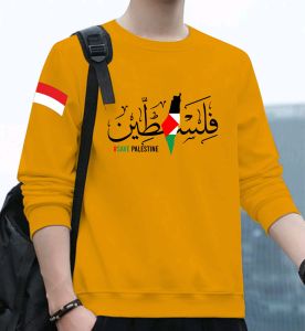 Bisa COD Sweater Keren Crewneck Elegan Kaos Pria Trendy Sweatshirt Kasual Sweter Gaza Palestine