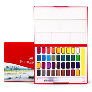 Faber-Castell Portable 24/36/48 Colors Metallic color Solid Watercolor Paints Set With Brush Watercolor Pigment Painting Art Supplies