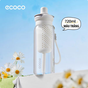 Bình nước ECOCO 720ml cao cấp Bình hút có ngăn lọc kèm dây đeo chống tràn nhựa Tritan an toàn sức khỏe 25059