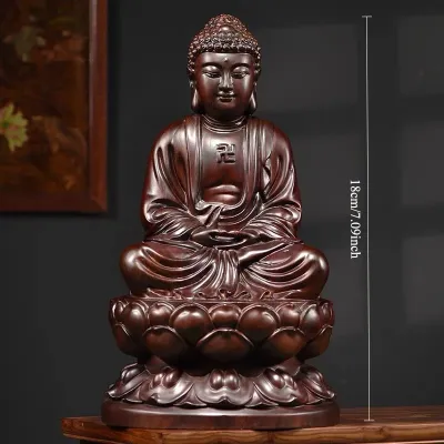 Wood Carved Sakyamuni Buddha Statue Vairocana Buddha Sculpture for Home Altar Meditation Decor Spiritual Gift Handcrafted Art /