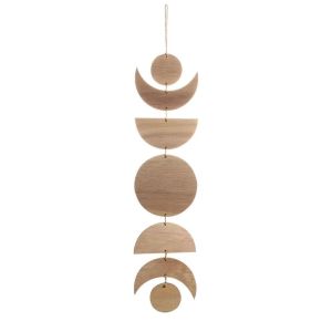 OKDEALS01 Retro Simple Solar Eclipse Wall Hanging Unique Art Home Decoration For Living Room Hand Woven Wall Decor Wood Chip Pendant Wooden Pendant Celestial Ornament