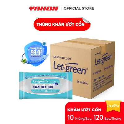 Thùng 120 Gói Khăn Ướt cồn LET-GREEN 10 Miếng | Sạch Khuẩn Tức Thì