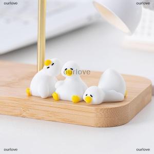 [COD] ourlove Miniatures Figurines Cute White Duck Animal Micro Landscape Ornaments For Home Desk Decoration Gardening Accessories
