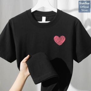 Áo thun nữ form vừa SUNTEE STFV200 phong cách basic in hình 100 vải cotton 250GSM cao cấp thoáng mát