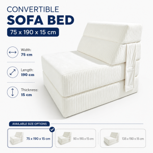 Foldable Lazy Sofa Bed Single Corduroy Floor Sofa Chair Frameless Lounge Couch for Bedroom Balcony Condo.