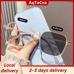 [COD] AqToCna Ship within 24 hours New Photochromic Glasses Anti Blue Glasses Men Women Color Changing Eyeglasses Anti UV Sunglasses Square Clear Frame Eyewear