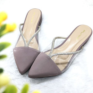 Flat Shoes Wanita Mika Bling Mewah Anggun Model Purple Kekinian