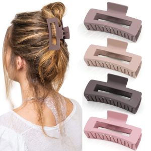 Canitor Hair Clips Set of 4: Pink Rectangular Acrylic Banana Non-slip Medium Claw Jaw Clips for Thin Hair Y2K Hair Accessories