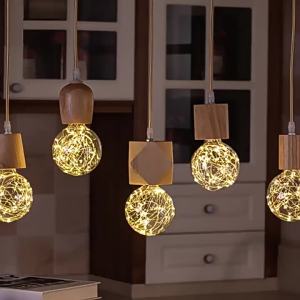 SXH  Vintage Style Light Luxury Living Room Background Wall Bedroom Bedside Wall Lamp Walnut Wood Japanese Retro Copper Overhead Hanging Light