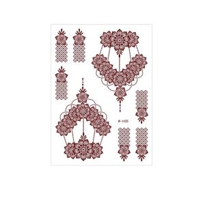 SINGLE Legs Arm Henna Tattoo Stickers Lace Fake Tattoo Red Mehndi Stickers Temporary Tattoo Fashion India Flower Red Henna Tattoo Decals Women/Lady