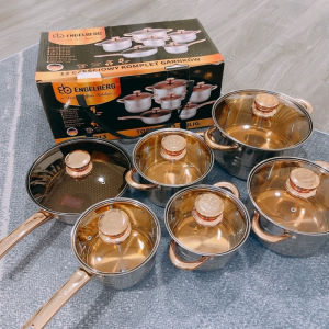 [Freeship] Bộ Nồi Đức ENGELBERG  6 món 12 chi tiết  Inox 5 lớp đáy từ chính hãng