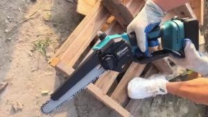 Gisam 8 Inch Brushless Electric Chainsaw Cordless Portable Electric Saw Woodworking Power Tool For Makita 18v battery pins