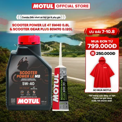 Combo Dầu nhớt xe tay ga Motul Scooter Power LE 4T 5W40 0.8L và Dầu hộp số xe tay ga SCOOTER GEAR PLUS 80W90 0.120L